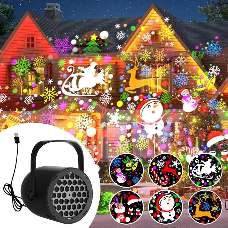 Joytutus 16 Pattern Christmas Projection Light USB Snowflake Lamp for Car Home Decor USB Powered Versatile Easy to Use for Christmas Halloween Party